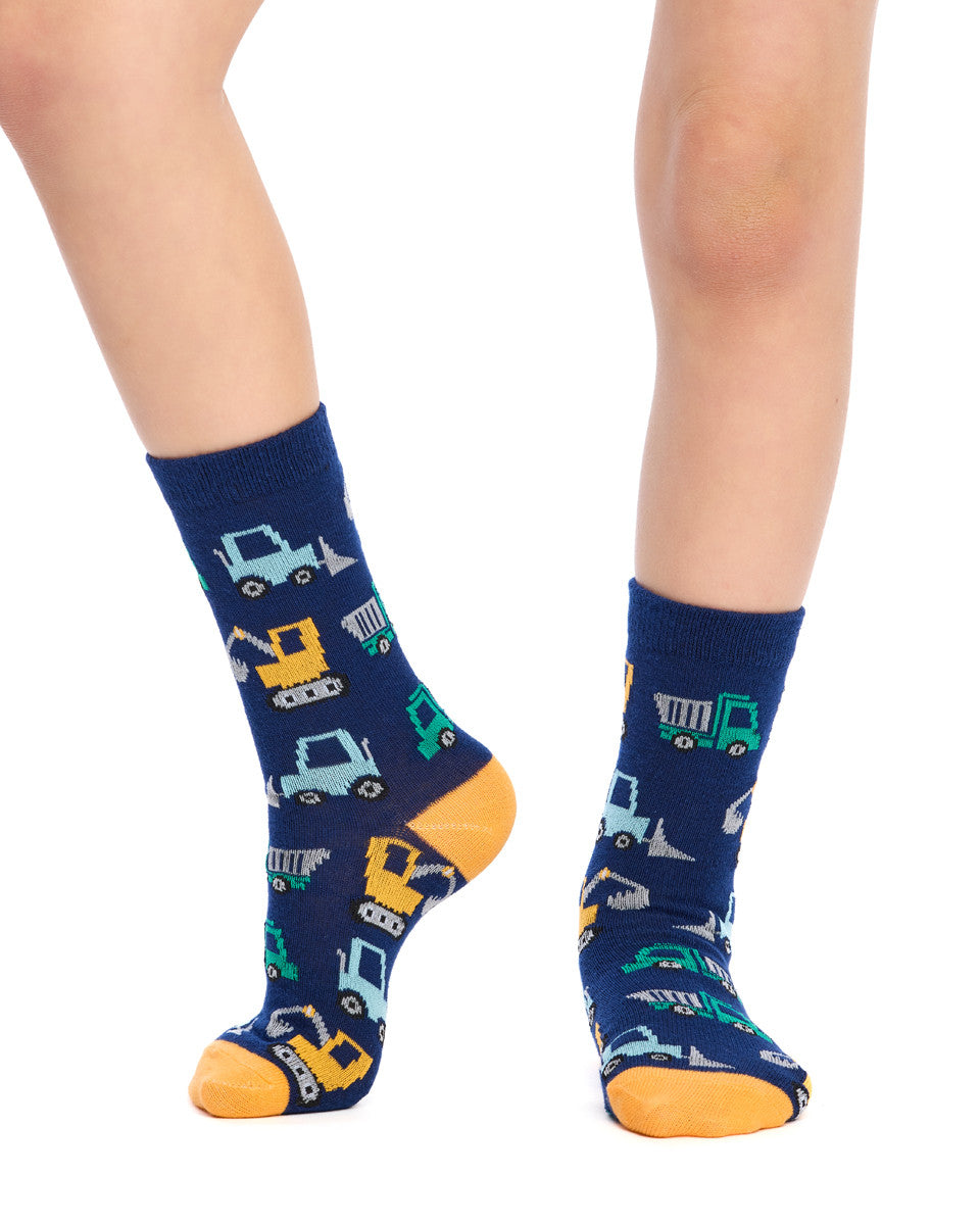 Kid's Cotton Rich Crew Socks - 3 Pack - Digger