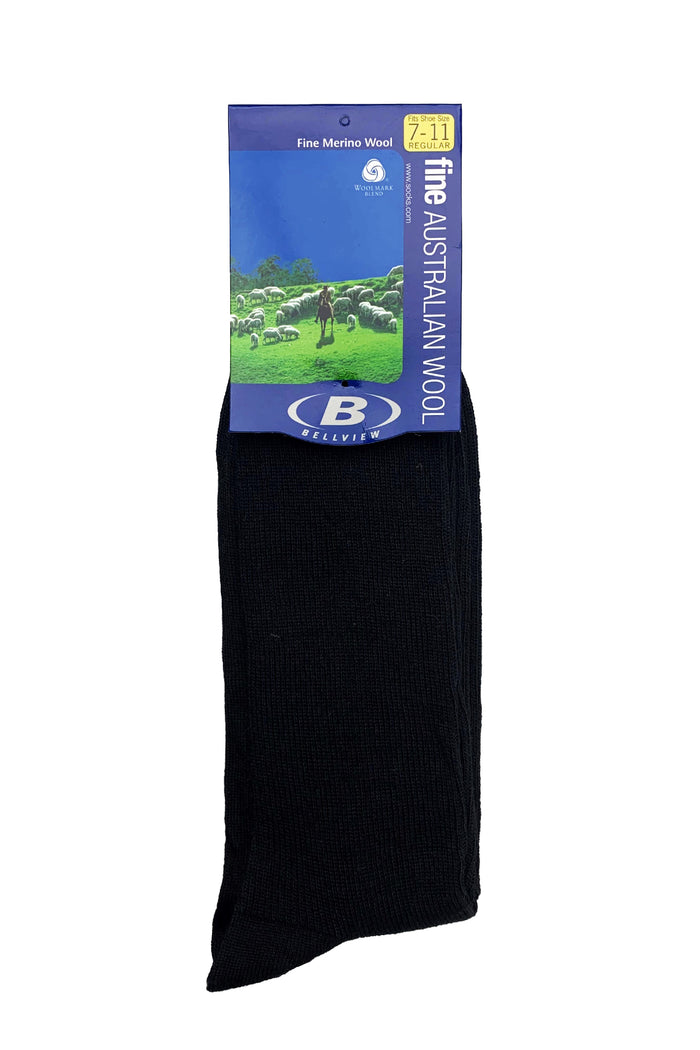 Men's Fine Australian Merino Wool Rib Dress Socks