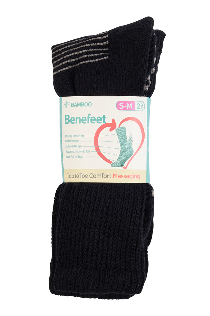 Bamboo Top to Toe Comfort - 2 Pack- Massaging Sole - Black