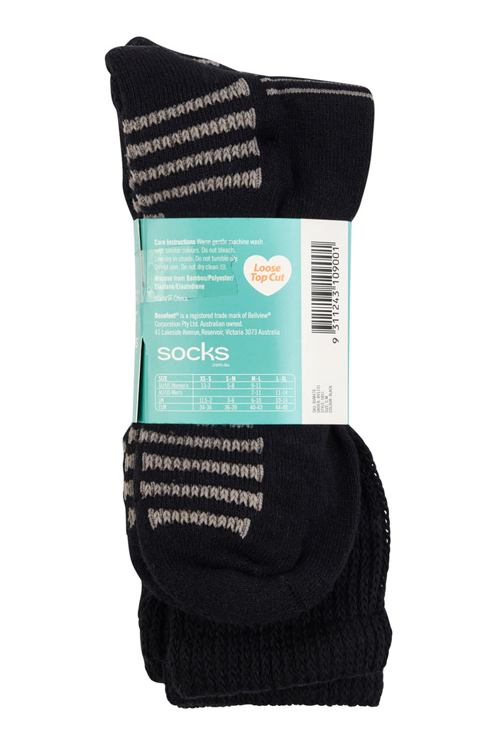 Bamboo Top to Toe Comfort - 2 Pack- Massaging Sole - Black