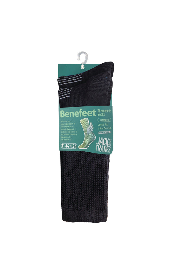 Bamboo Top to Toe Comfort - 2 Pack- Massaging Sole- Black