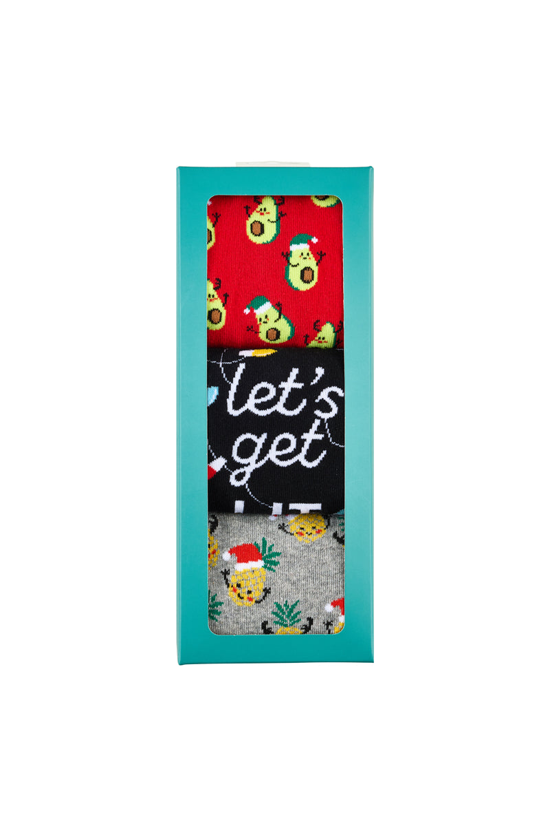 Men's Cotton Crew Novelty Socks 3 Pack - Gift Box