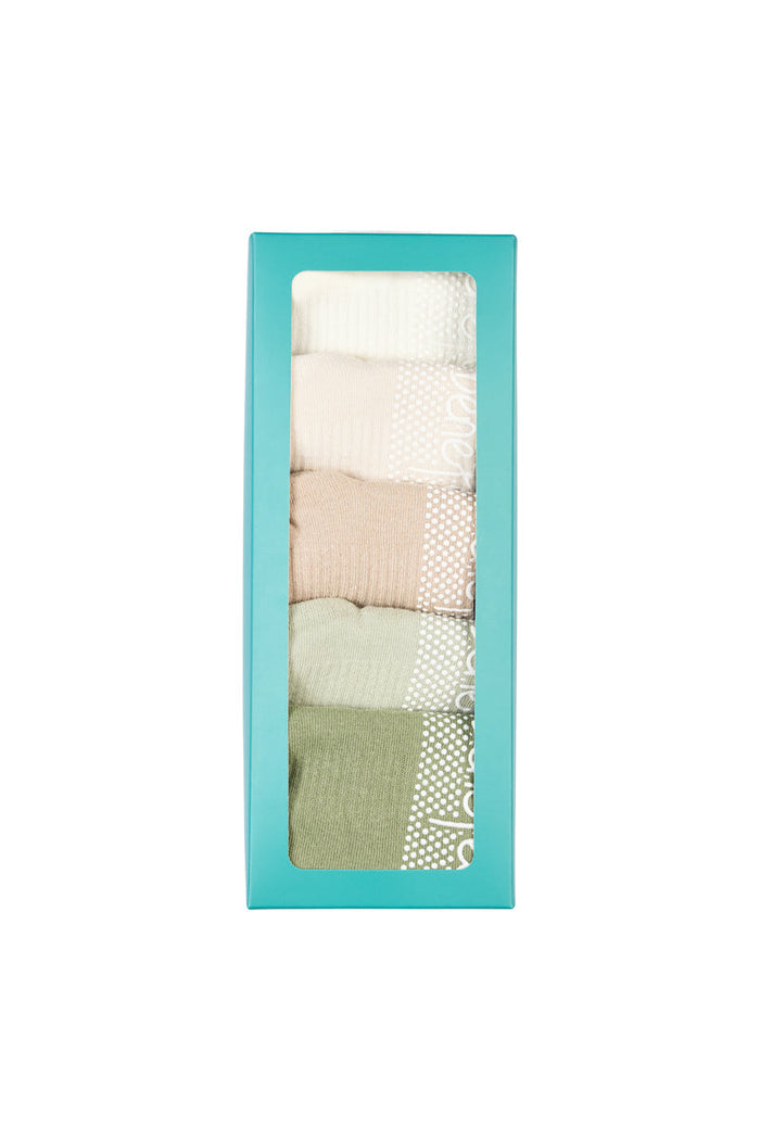 Women's Cotton Pilates No-Show with Non Slip 5 Pack - Autumn Sage Gift Box