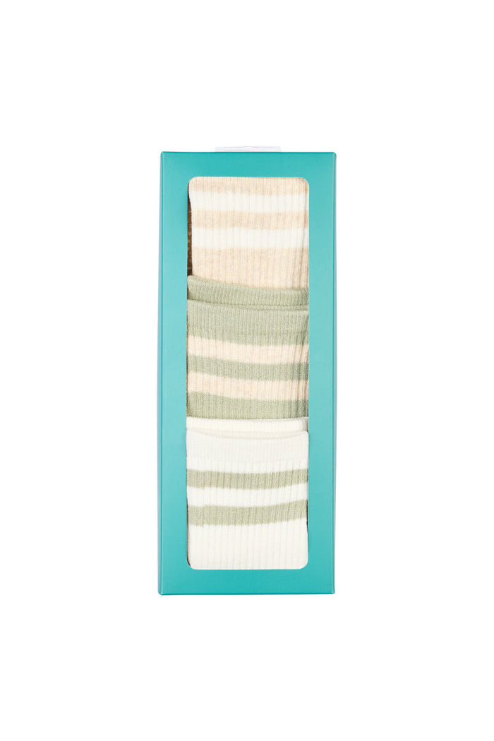Women's Cotton Crew Pilates Socks 3 Pack - Botanic Neutral Gift Box