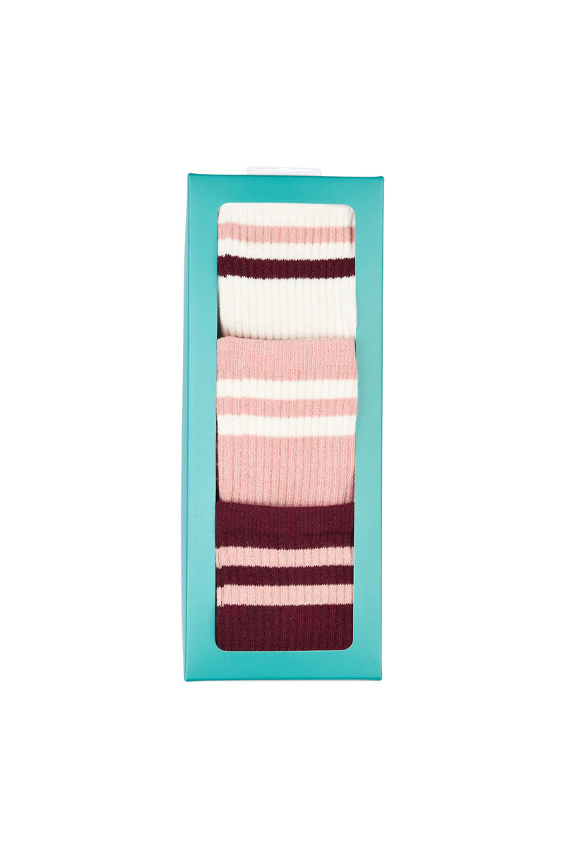 Women's Cotton Crew Pilates Socks 3 Pack - Berries & Cream Gift Box