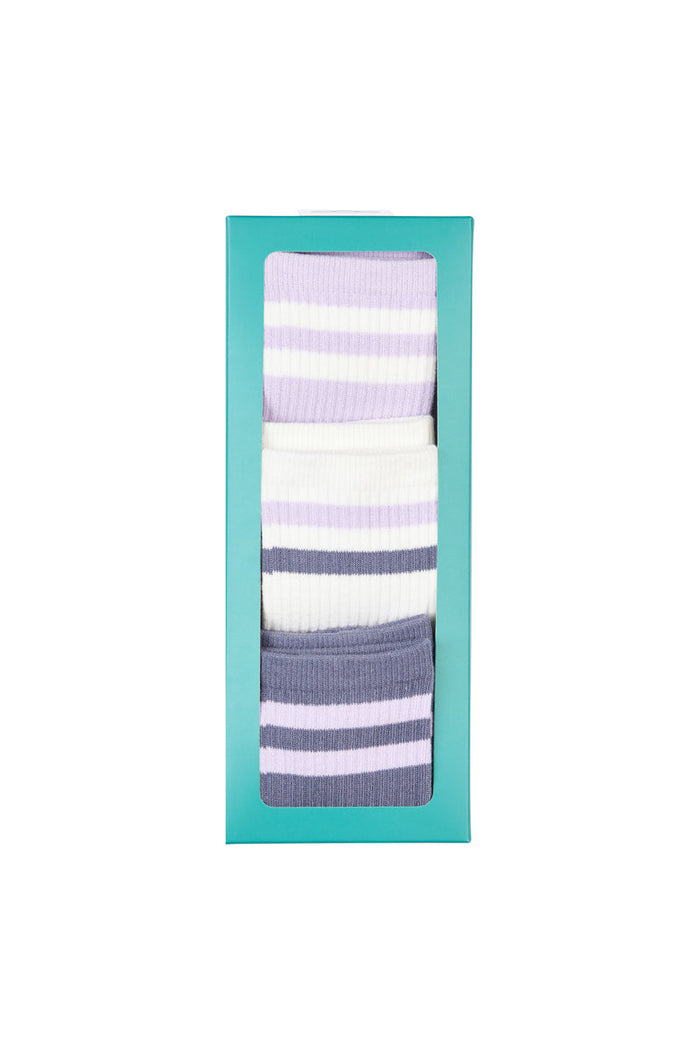Women's Cotton Crew Pilates Socks 3 Pack - Misty Lilac Gift Box