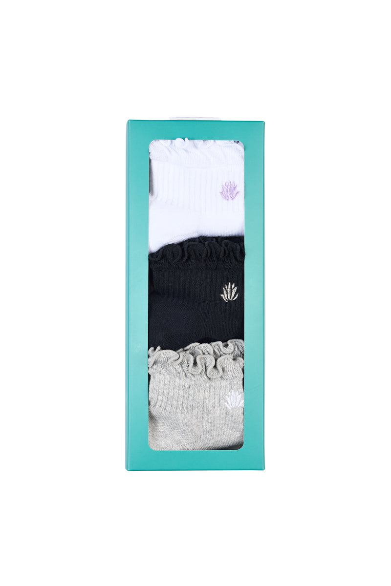Women's Cotton Quarter Crew Pilates Socks 3 Pack