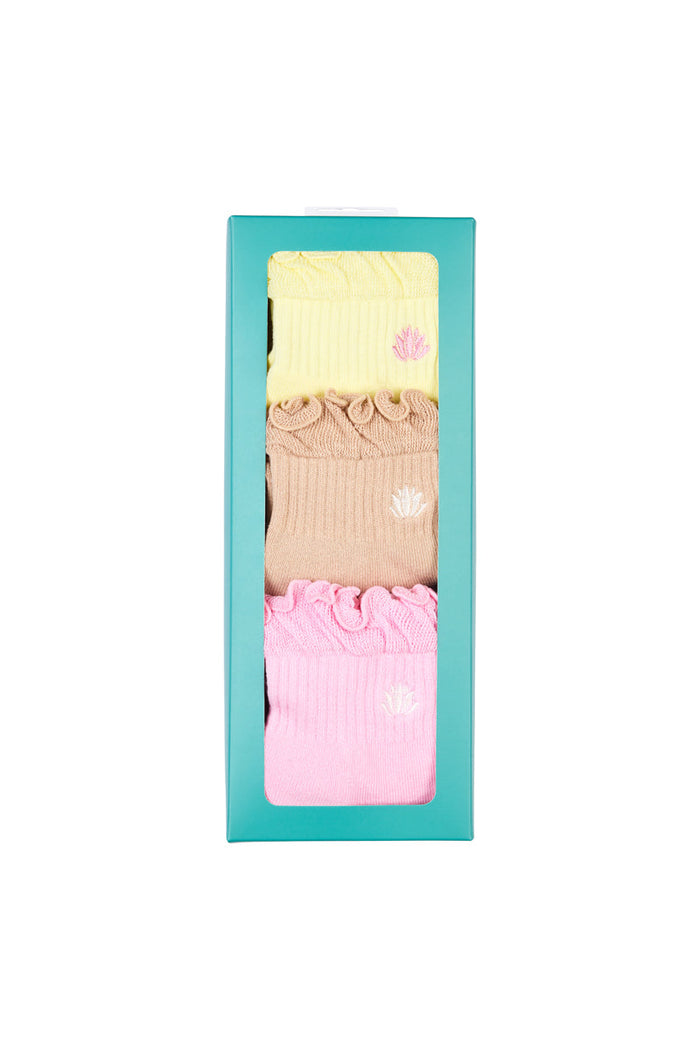 Women's Cotton Quarter Crew Pilates Socks 3 Pack - Fairy Floss Gift Box