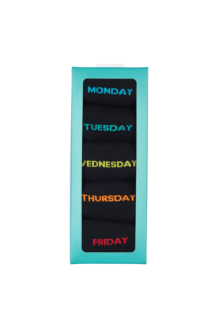 Men's Cotton Crew Novelty Socks 5 Pack - Days of the Week Gift Box