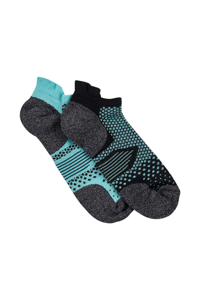 Men's Ultra Active Coolmax Performance Sport Socks- 2 Pack - Teal / Black