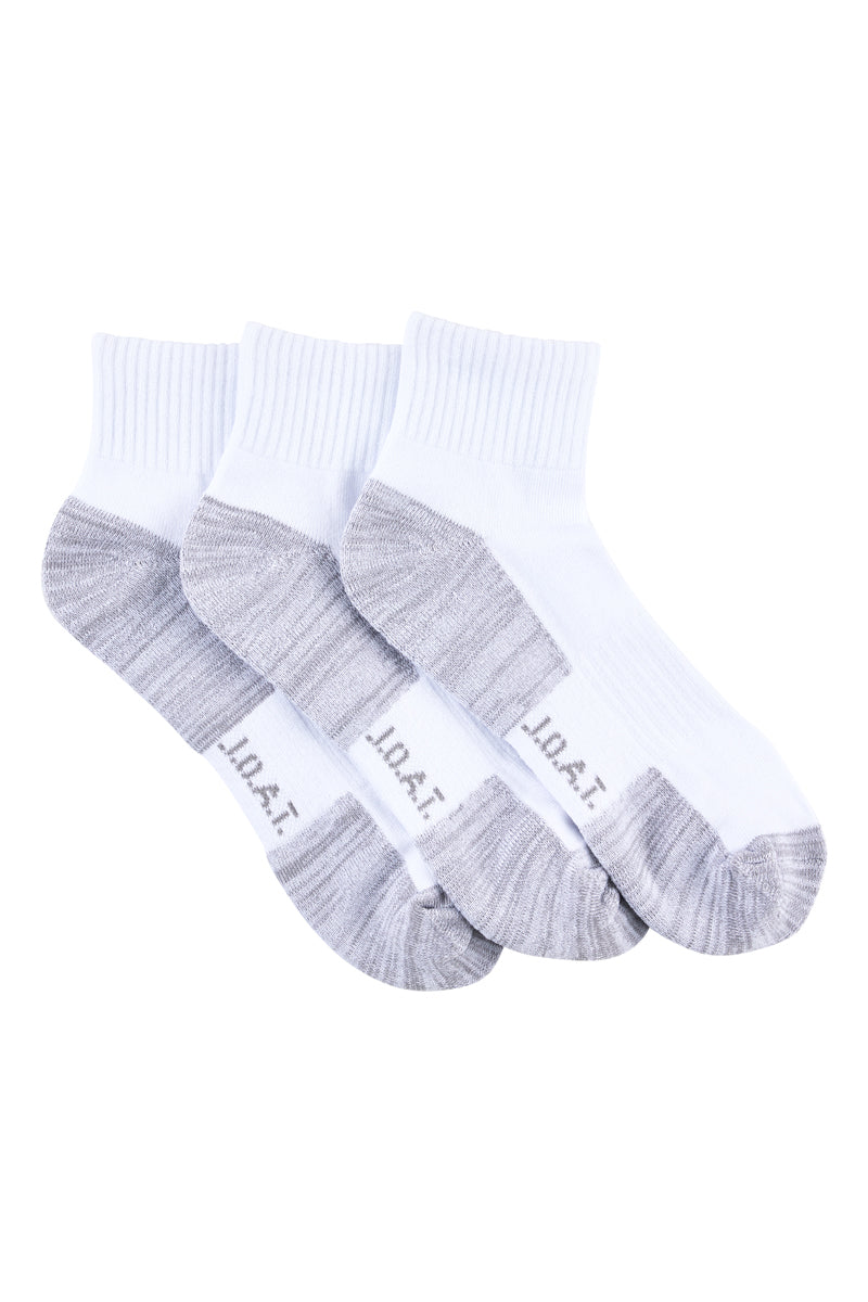 Reinforced Sport 1/4 Crew- 3 Pack- White