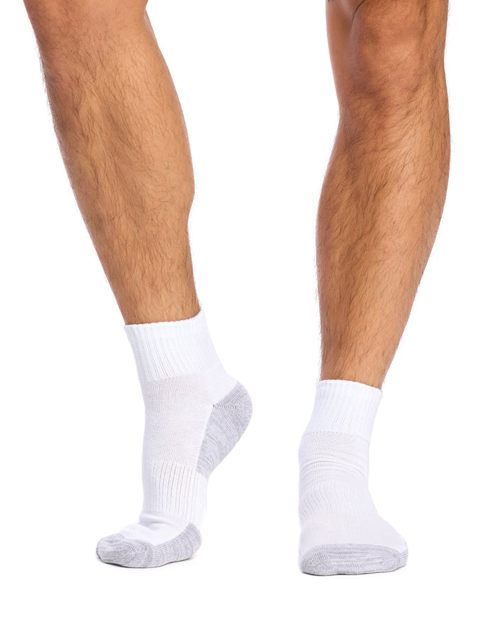 Reinforced Sport 1/4 Crew- 3 Pack- White