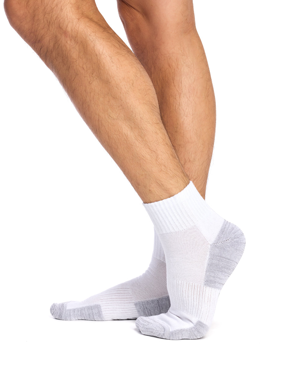 Reinforced Sport 1/4 Crew- 3 Pack- White