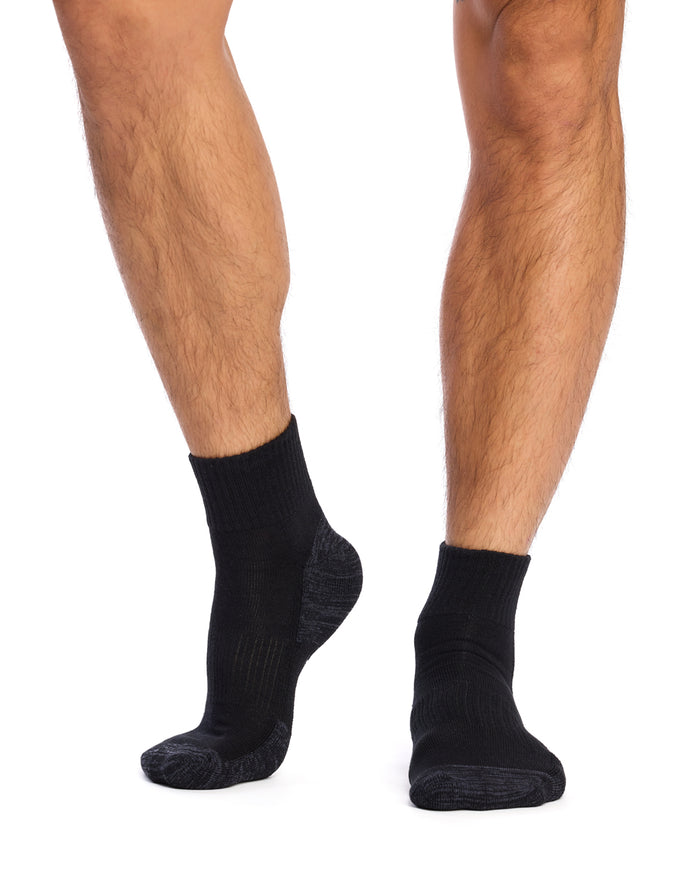 Reinforced Sport 1/4 Crew- 3 Pack- Black