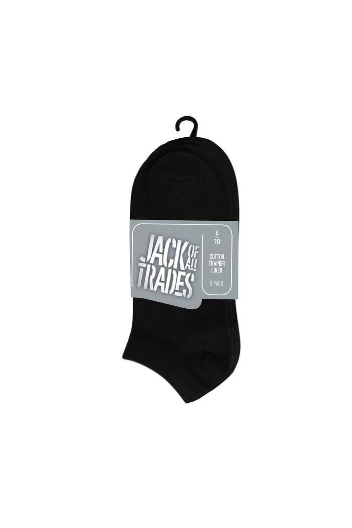 Women's Cotton Trainer Liner - 5 Pack - Black