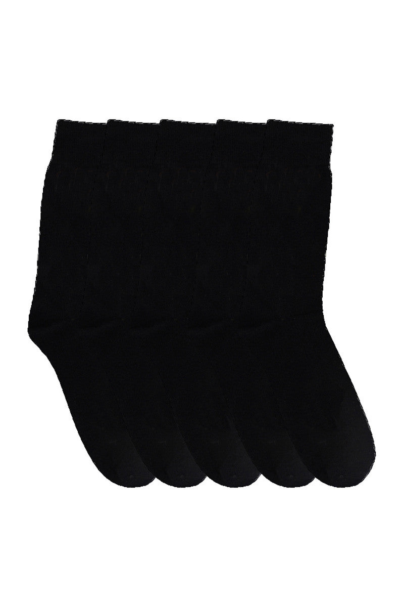 Women's Cotton Plain Crew Socks  - 5 Pack