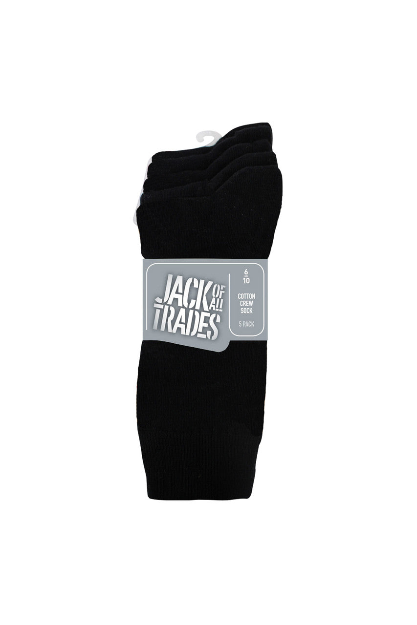 Women's Cotton Plain Crew Socks  - 5 Pack