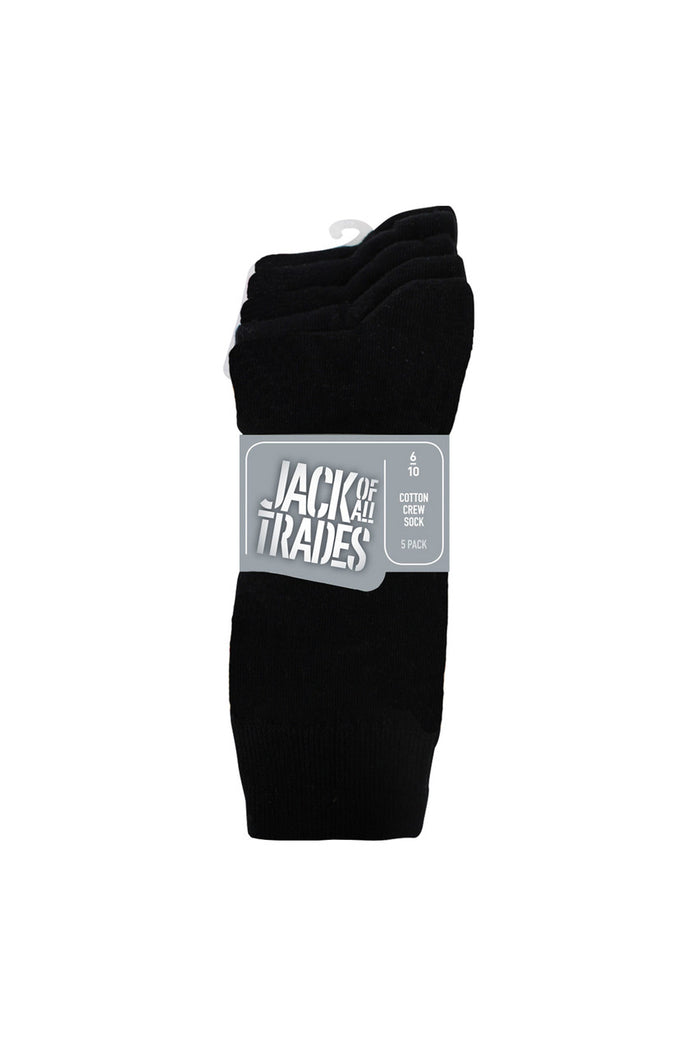 Women's Cotton Plain Crew Socks  - 5 Pack