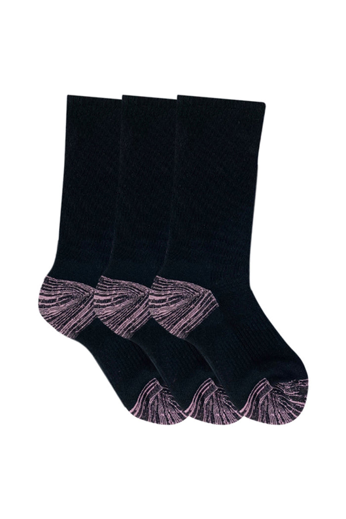 Cotton Top to Toe Comfort - 3 Pack -Cushion Sole-  Black/Pink