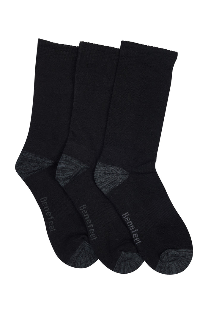 Cotton Top to Toe Comfort - 3 Pack- Cushion Sole- Black