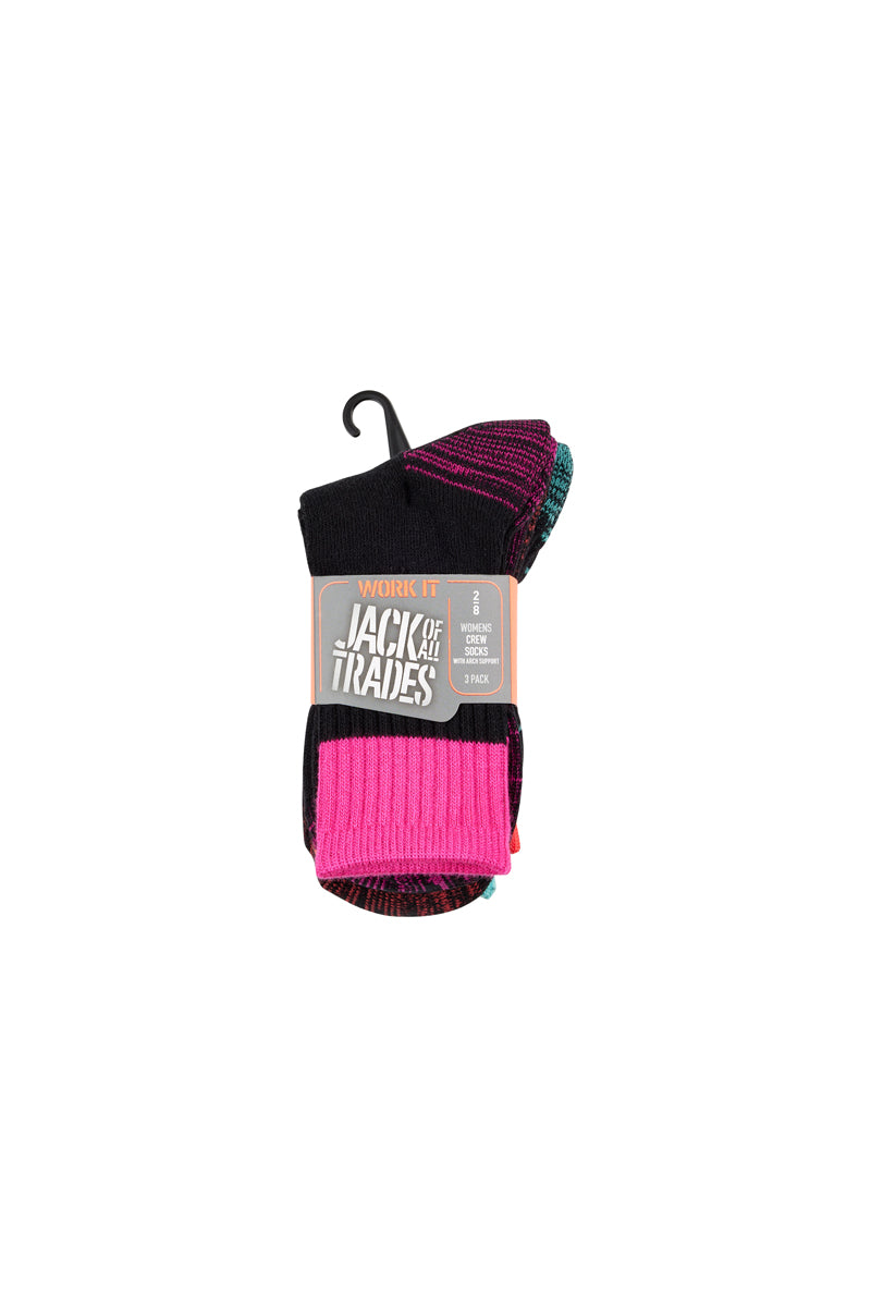 Work It Crew- 3 Pack- High Vis Pink