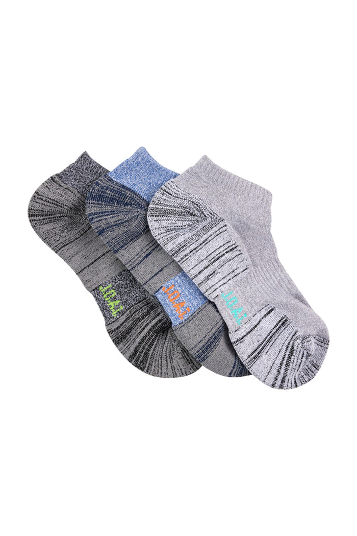 Men's Bamboo Low Cut Action Socks with Arch Support- 3 Pack- Twisted Yarn