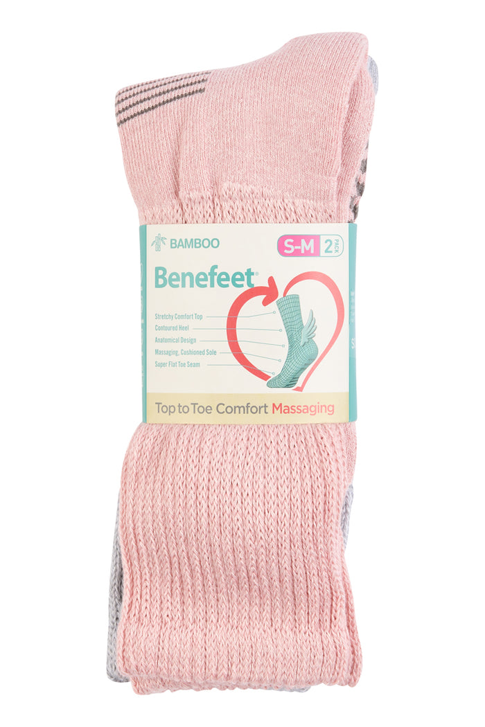Bamboo Top to Toe Comfort - 2 Pack- Massaging Sole - Pink & Grey