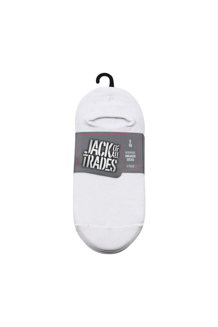 Women's Cotton Sneaker Socks - 5 Pack - White