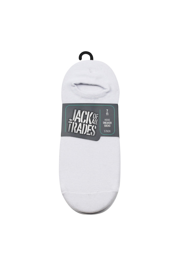 Men's Cotton Sneaker Socks - 5 Pack - White