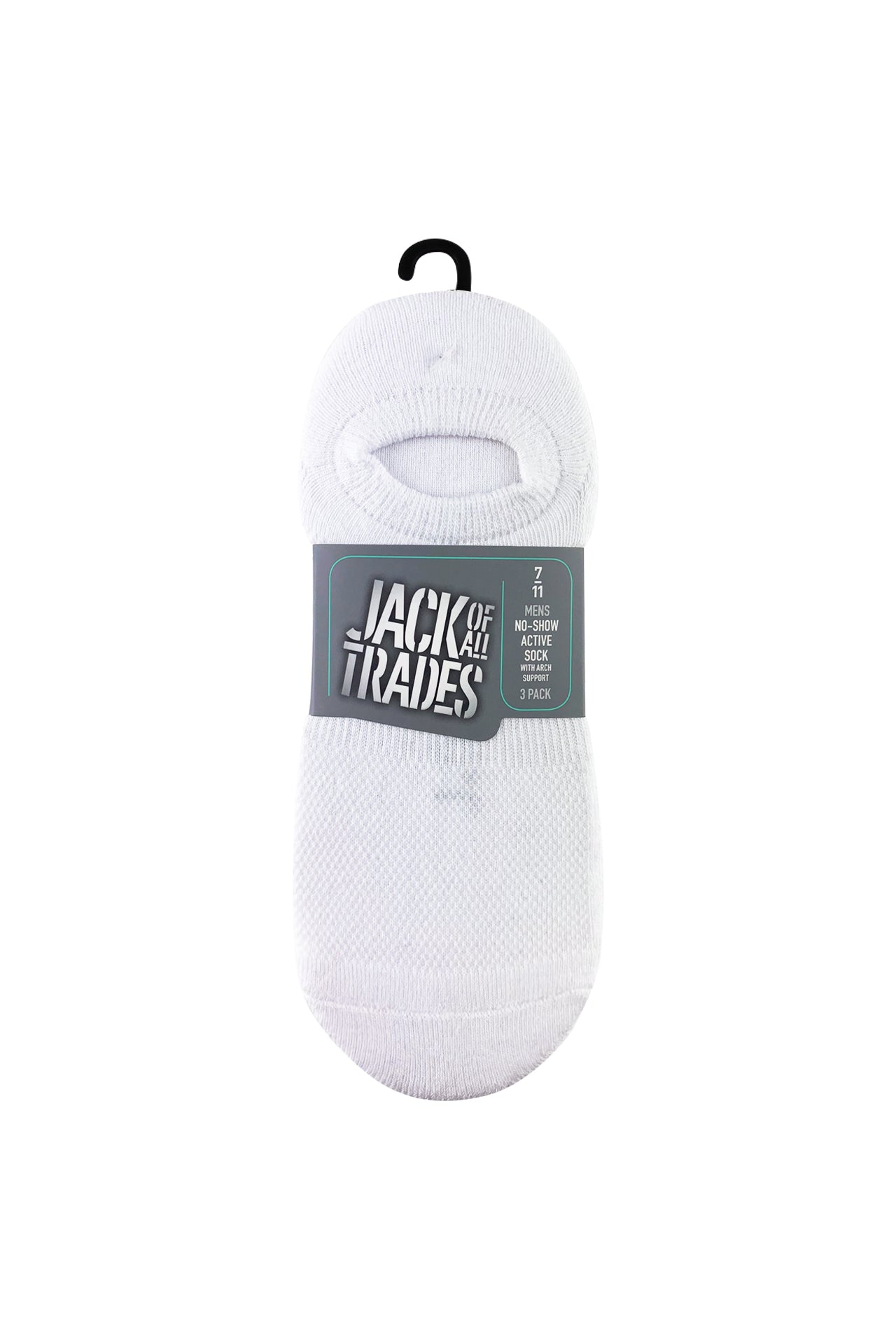 Men's Cotton No Show Active Socks - 3 Pack