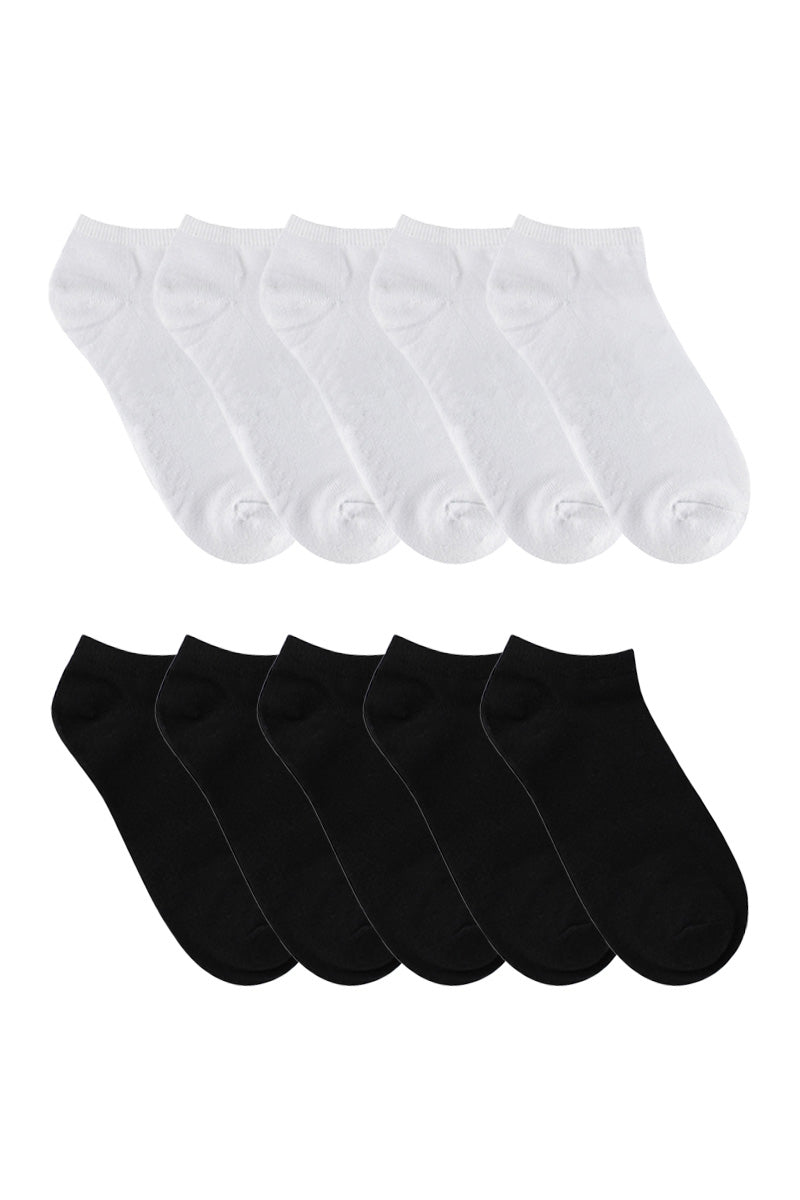 Ankle Socks- 10 Pack- White & Black