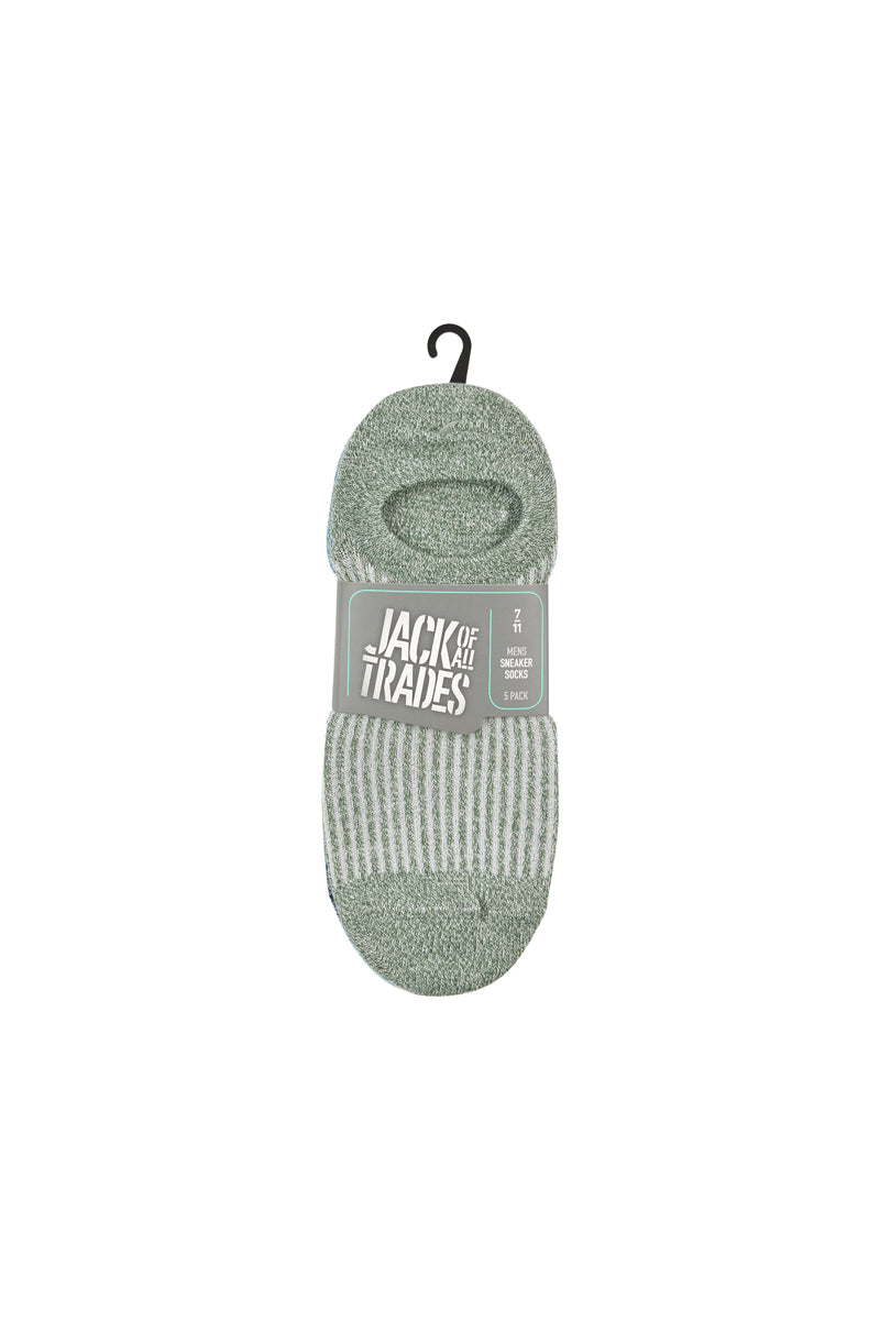 Men's Cotton Sneaker Socks-  5 Pack - Twisted Rib
