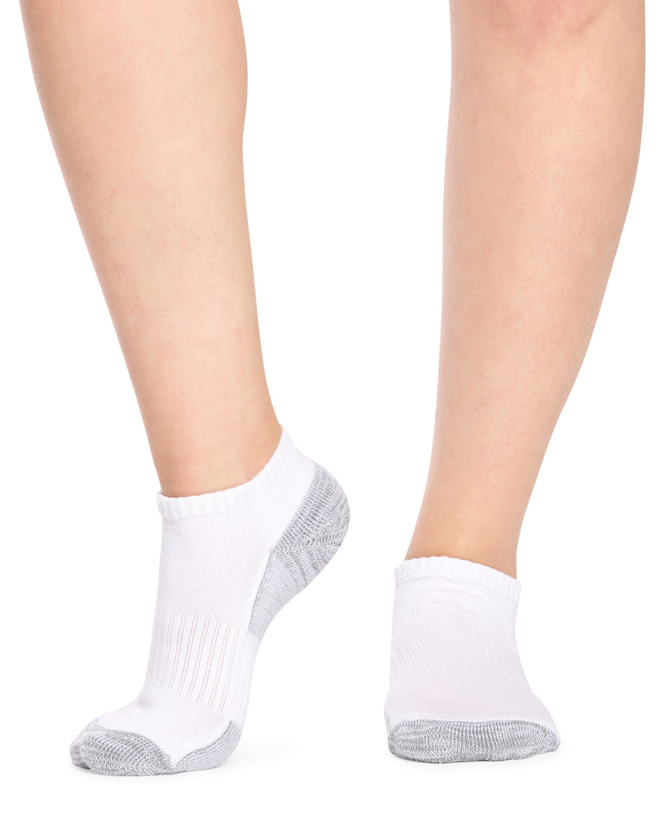 Kid's Bamboo Low Cut Action Socks with Arch Support- 3 Pack- White