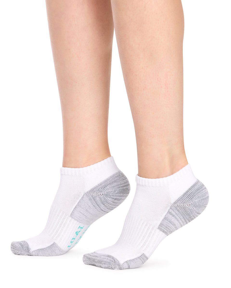 Kid's Bamboo Low Cut Action Socks with Arch Support- 3 Pack- White