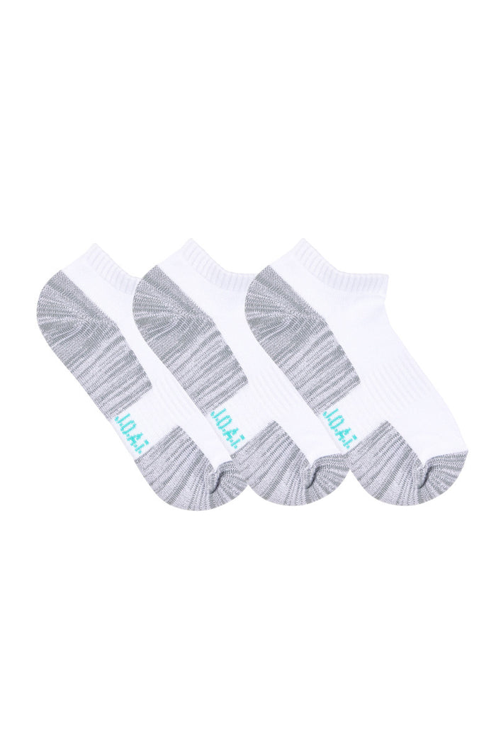 Men's Bamboo Low Cut Action Socks with Arch Support- 3 Pack- White