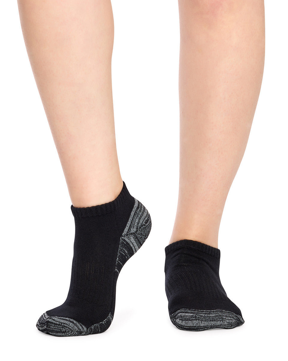 Kid's Bamboo Low Cut Action Socks with Arch Support- 3 Pack- Black