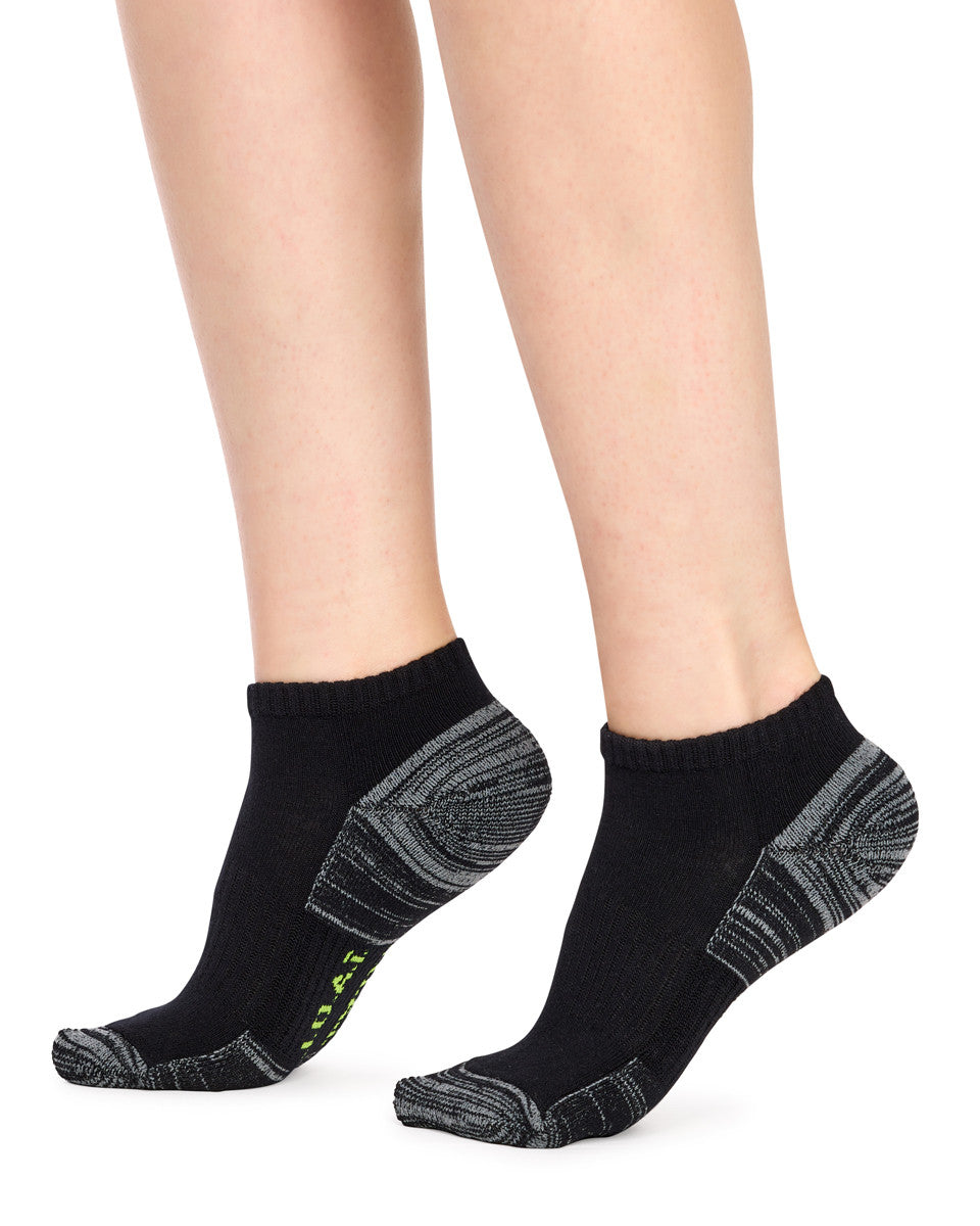 Kid's Bamboo Low Cut Action Socks with Arch Support- 3 Pack- Black