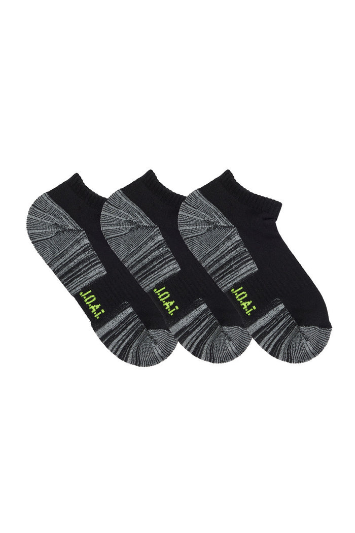 Kid's Bamboo Low Cut Action Socks with Arch Support- 3 Pack- Black