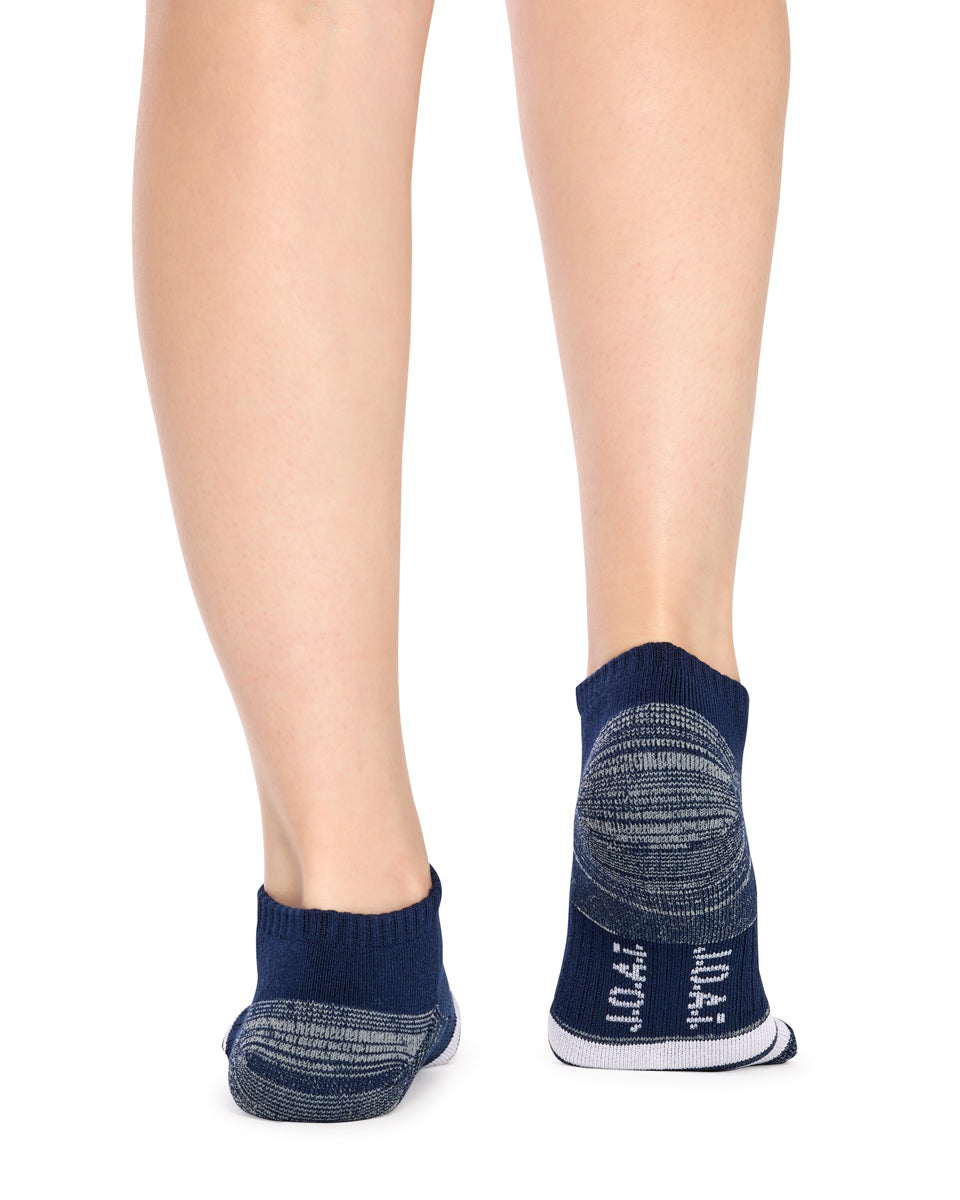 Kid's Bamboo Low Cut Action Socks with Arch Support- 3 Pack - Assorted Blues