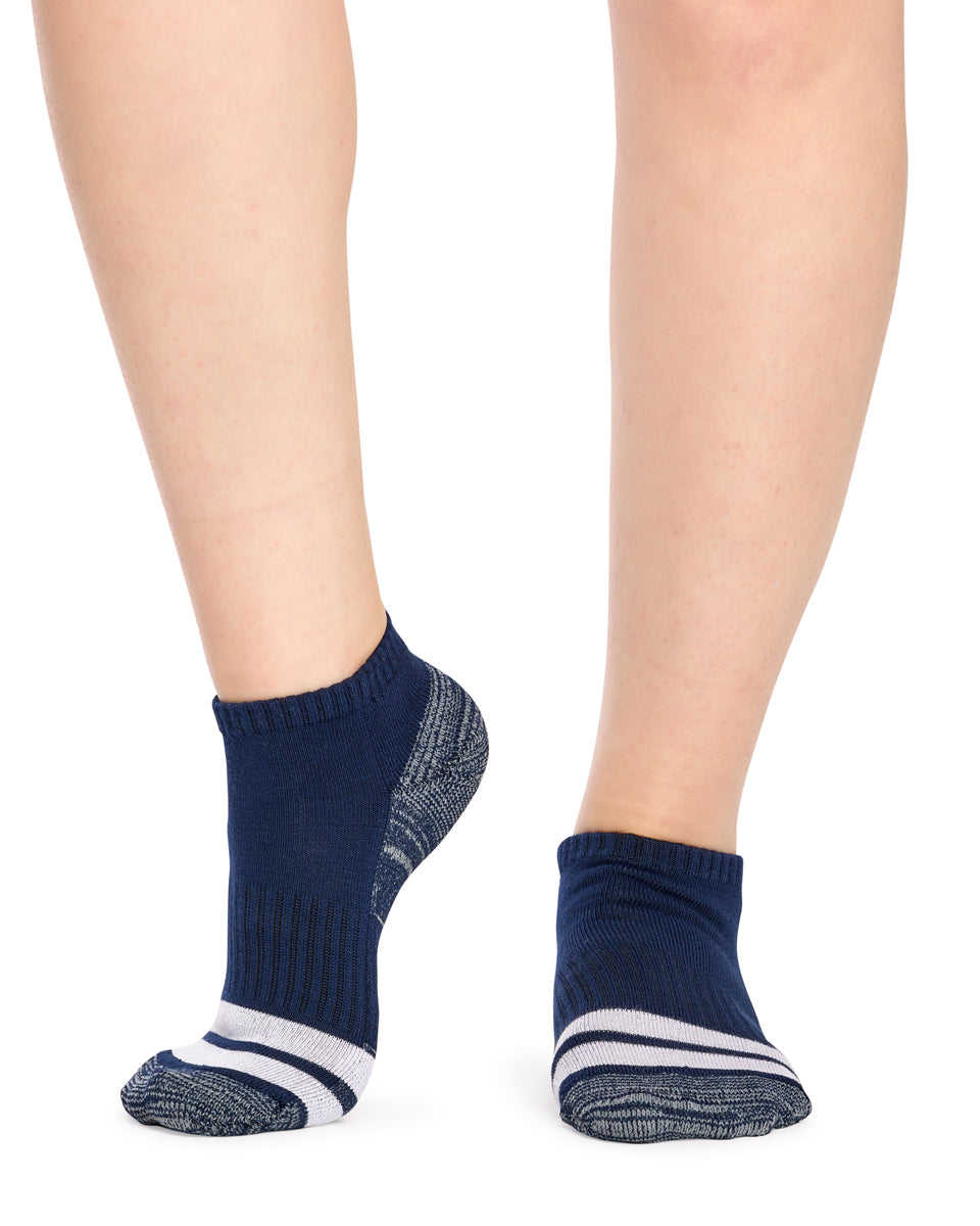 Kid's Bamboo Low Cut Action Socks with Arch Support- 3 Pack - Assorted Blues