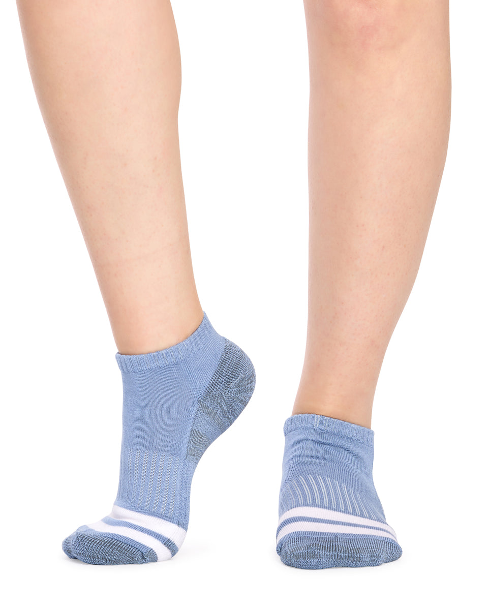 Kid's Bamboo Low Cut Action Socks with Arch Support- 3 Pack - Assorted Blues