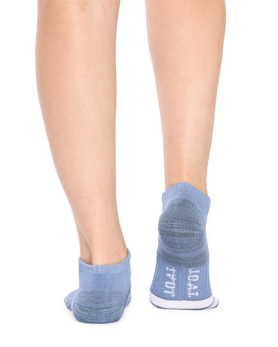 Kid's Bamboo Low Cut Action Socks with Arch Support- 3 Pack - Assorted Blues