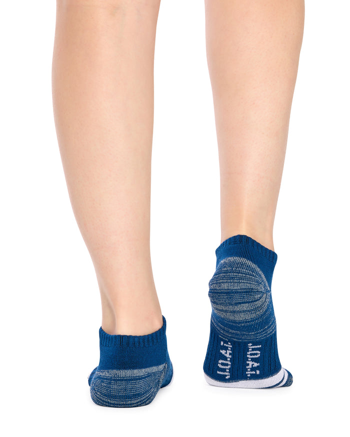 Kid's Bamboo Low Cut Action Socks with Arch Support- 3 Pack - Assorted Blues