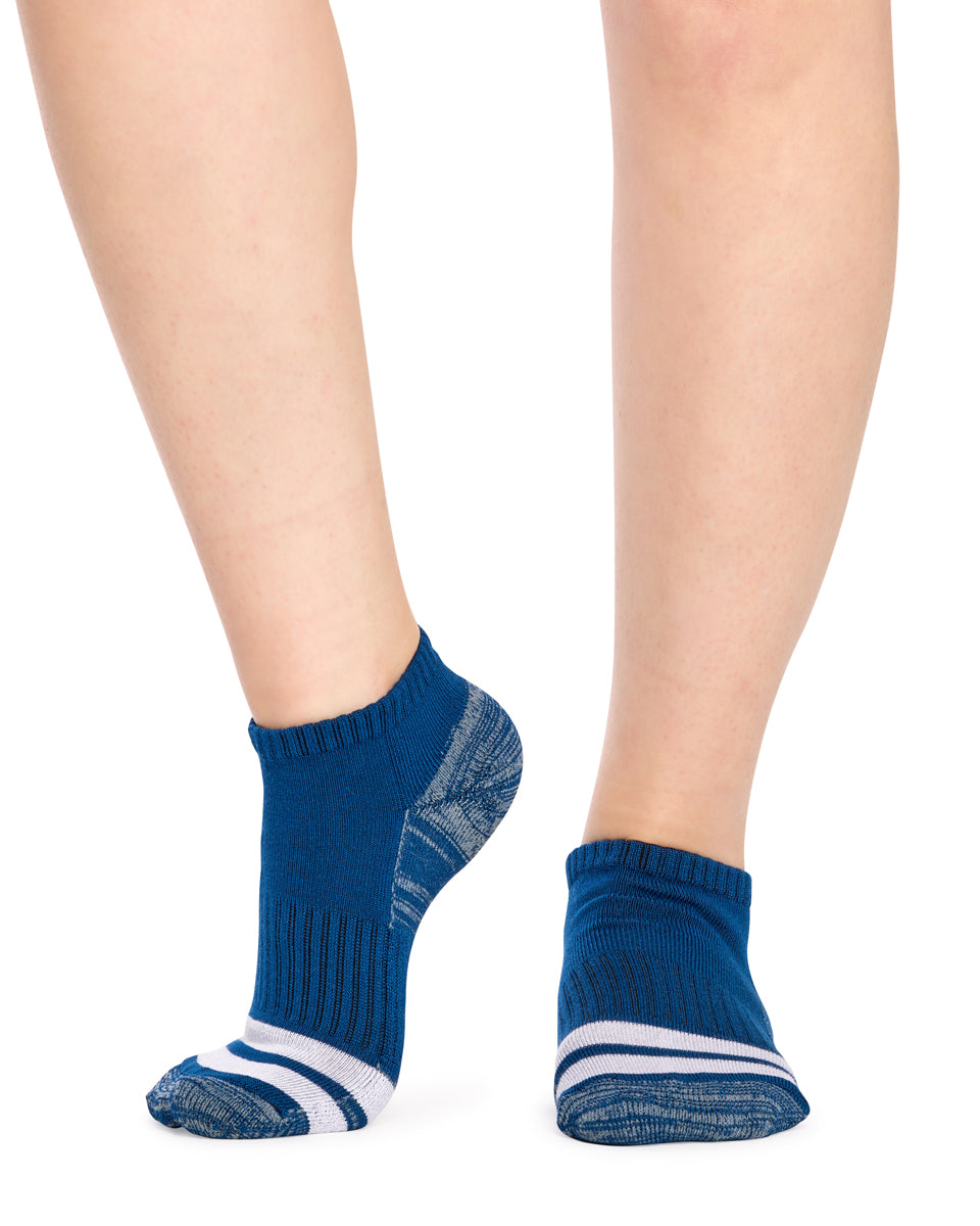 Kid's Bamboo Low Cut Action Socks with Arch Support- 3 Pack - Assorted Blues