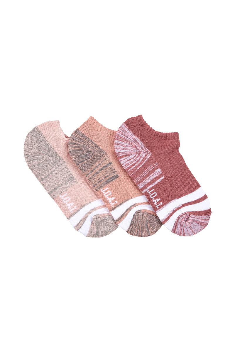 Kid's Bamboo Low Cut Action Socks with Arch Support- 3 Pack - Assorted Pinks