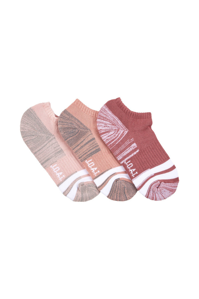 Kid's Bamboo Low Cut Action Socks with Arch Support- 3 Pack - Assorted Pinks