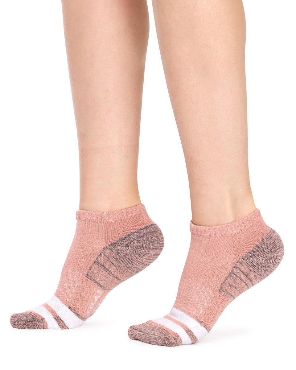 Kid's Bamboo Low Cut Action Socks with Arch Support- 3 Pack - Assorted Pinks