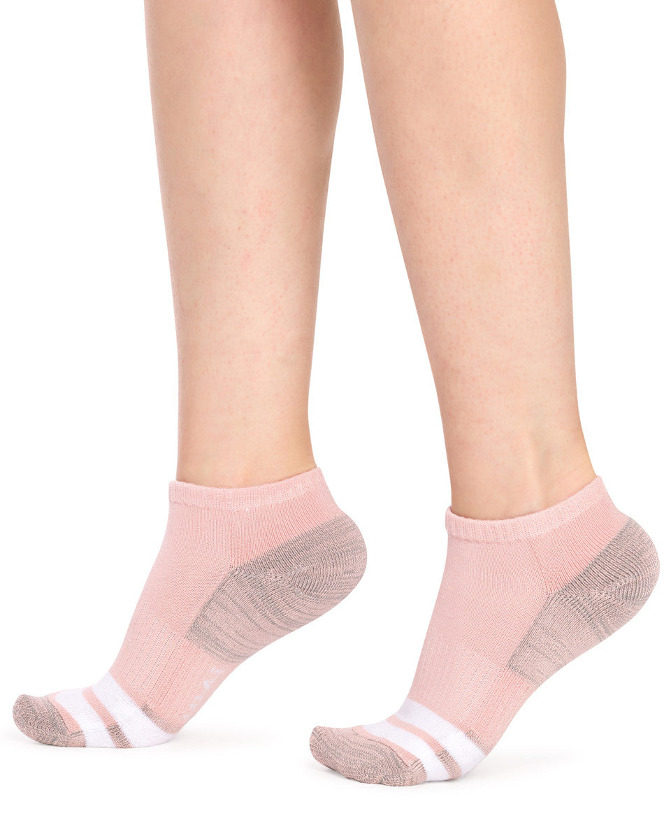Kid's Bamboo Low Cut Action Socks with Arch Support- 3 Pack - Assorted Pinks