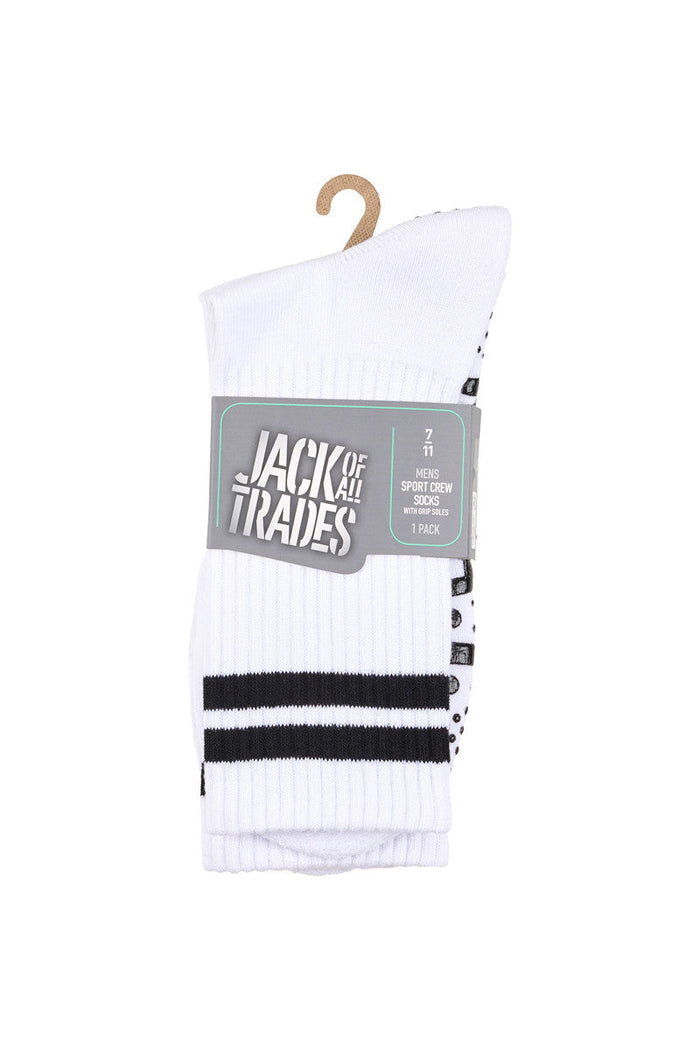 Sport Crew Grip Socks - White