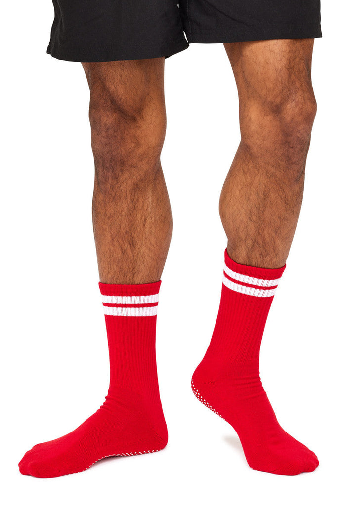 Sport Crew Grip Socks - Red